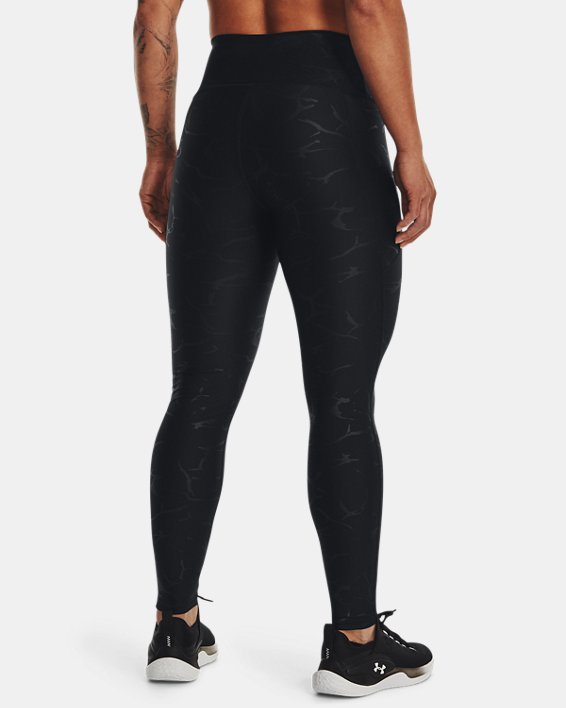 Women's HeatGear® No-Slip Waistband Emboss Leggings in Black image number 1